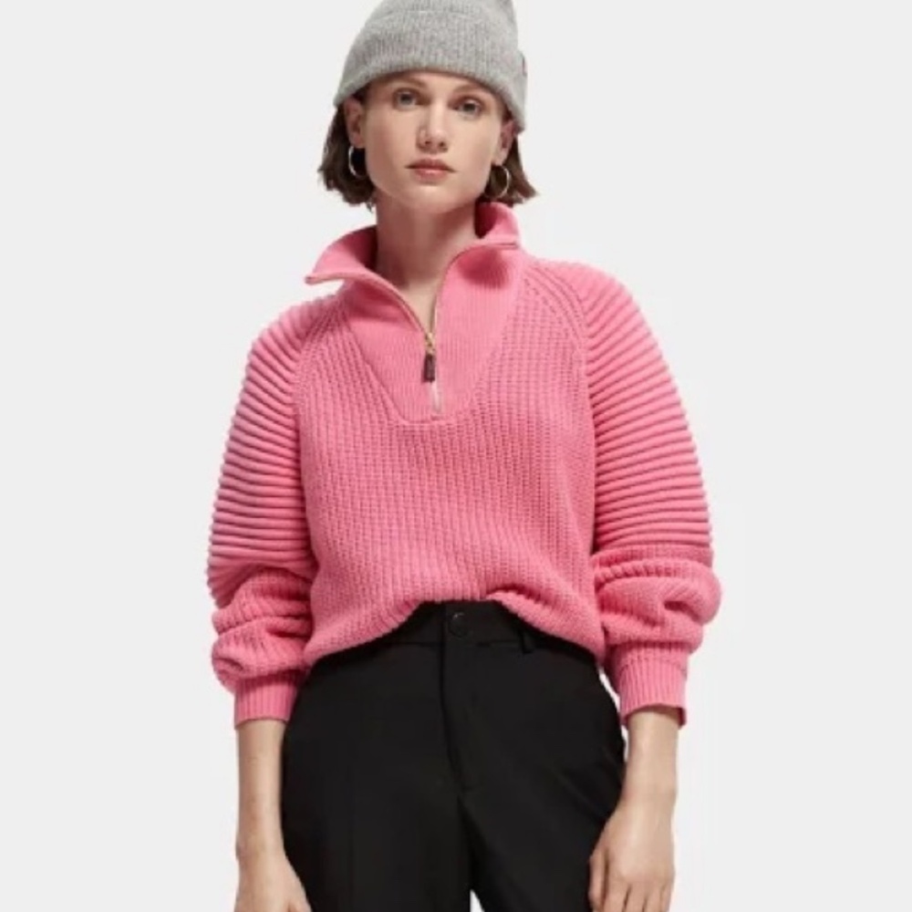 Scotch & Soda Pink Quarter Zip Pullover Large